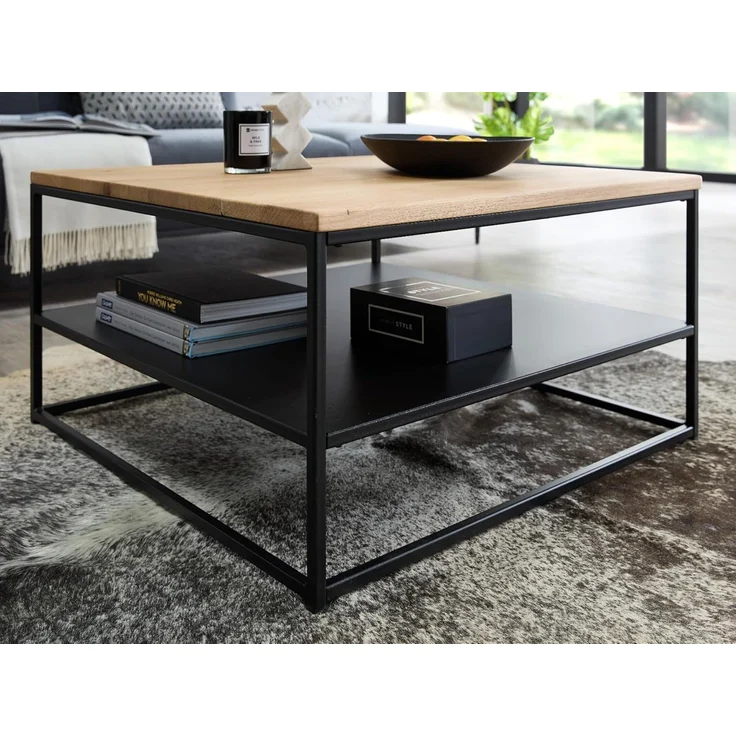 moebel-dich-auf Couchtisch TIRANO (1 Tisch im quadratisches Design (75 x 75 cm), Tischplatte aus massivem Eichenholz – Bild 4