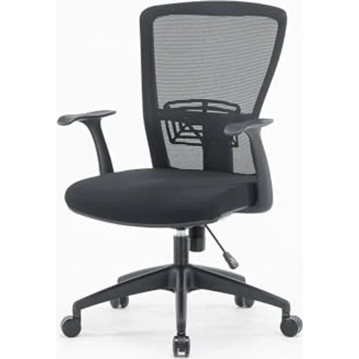 Dmora Drehstuhl Barzio, Schwarz, Verstellbar, Gepolstert, 5 Rollen – Bild 2