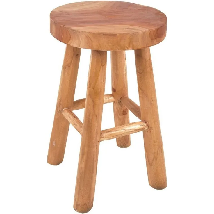 Spetebo Teak Hocker JOLO handgefertigt 29 cm - geölt - Massiver Holzhocker aus Handarbeit - Holz Sitz Hocker Blumen Ständer massiv Natur