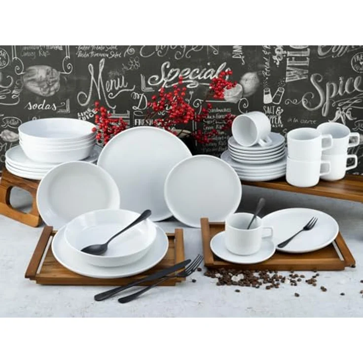 Creatable Kombiservice Chef Collection, 30-teiliges Geschirrset in Weiß, lebensmittelecht, Keramik, 250 ml – Bild 6