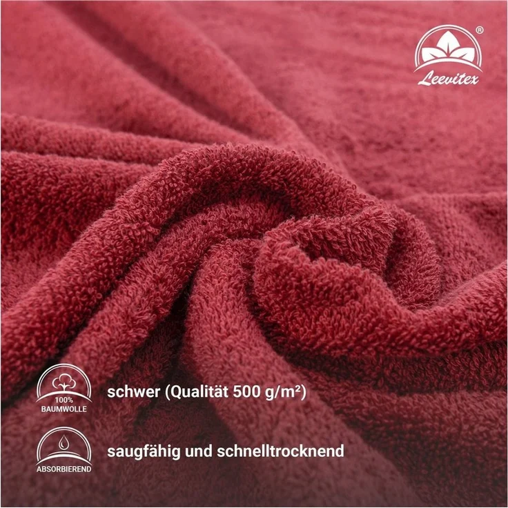 leevitex® Handtücher 4er-Set, 50 × 100 cm, aus 100% Baumwolle, Frottee (Set, 4-St), OEKO-TEX® STANDARD 100 zertifiziert und hochwertig verarbeitet – Bild 4