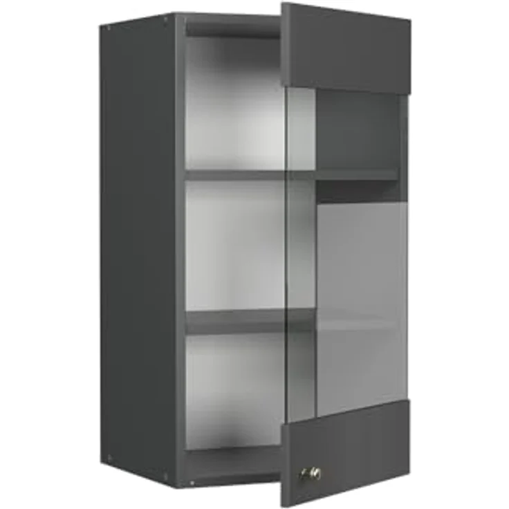 Küchenglasschrank Fame-Line Anthrazit-Gold Landhaus 40 cm Vicco – Bild 5