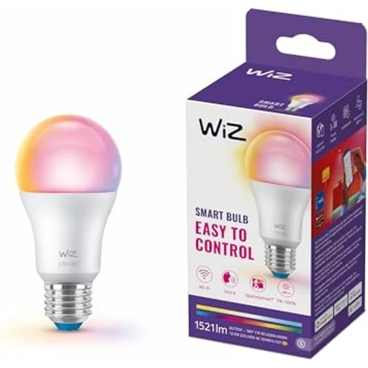 WiZ Smart LED A60-Lampe, Color und Tunable White, E27-Sockel, äquivalent 100 W, 2200–6500 K, 1521 Lumen, dimmbar, funktioniert mit Alexa, Google Assistant, und Apple HomeKit, 1er Pack – Bild 1