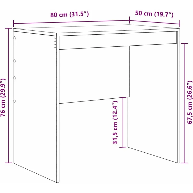 vidaXL Schreibtisch Sonoma-Eiche 80 x 50 x 76 cm 869428 – Bild 9