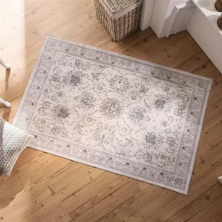 Teppich "Soft" 120 x 180 cm, beige / grau, rutschfest, Wohnzimmerteppich – Bild 2