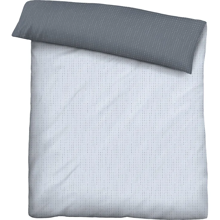 biberna 0636047 Mako-Satin Bettwäsche PUNKTE - MIX & MATCH, blau, 1x 155x200 cm + 1x 80x80 cm