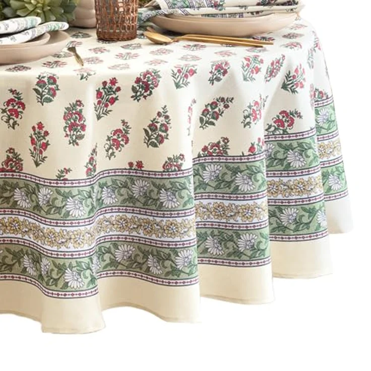 Elrene Home Fashions Ovale Tischdecke mit Nomaden-Ernteblockdruck, Herbst/Erntedankfest, 152,4 x 213,4 cm – Bild 1