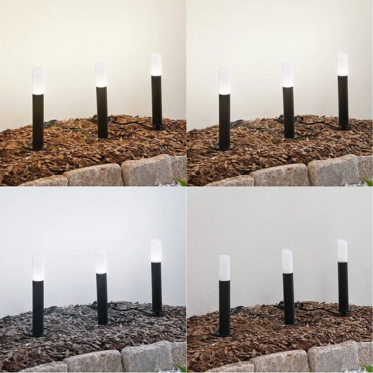 Lindby Außen-Stehlampe Elvor, LED, Edelstahl Schwarz Farbwechsel RGB + weiß IP44, 3x1,4 W LED, Farbwechsel RGB + weiß – Bild 3