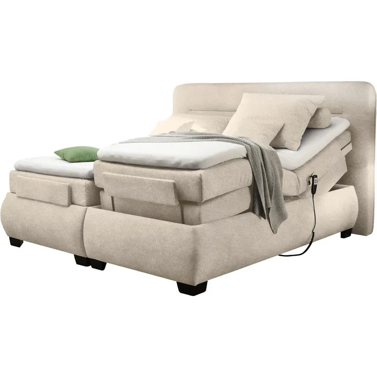 Boxspringbett EVOLUTION 3 Stoff sand inkl. Motor 180x200