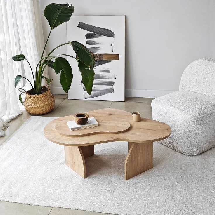 Stylish Coffee Table, Sapphire Oak, 105 x 35 x 65 cm | 100% Melamine Coated Particle Board, 18 mm Thickness | Modern Design for Living Room & Lounge – Bild 1