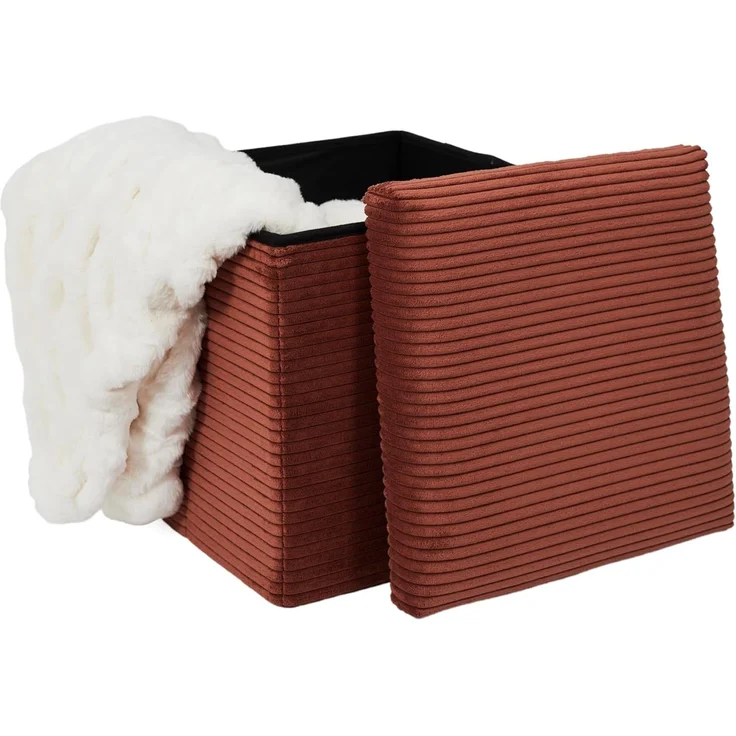 HOME DECO FACTORY, HD0275, Cotele Scott Terra Faltbare Ottoman-Truhe, Weichheit, Möbel, Sitz, Faltbare Truhe und Bank, 38 x 38 x 38 cm, Sitzhöhe 38 cm, Terrakotta – Bild 6