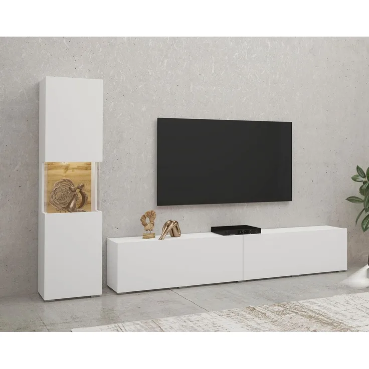 Home affaire Wohnwand Ava, Wohnzimmer-Set hängend/stehend montierbar, Vitrine, Lowboard, 2-tlg.