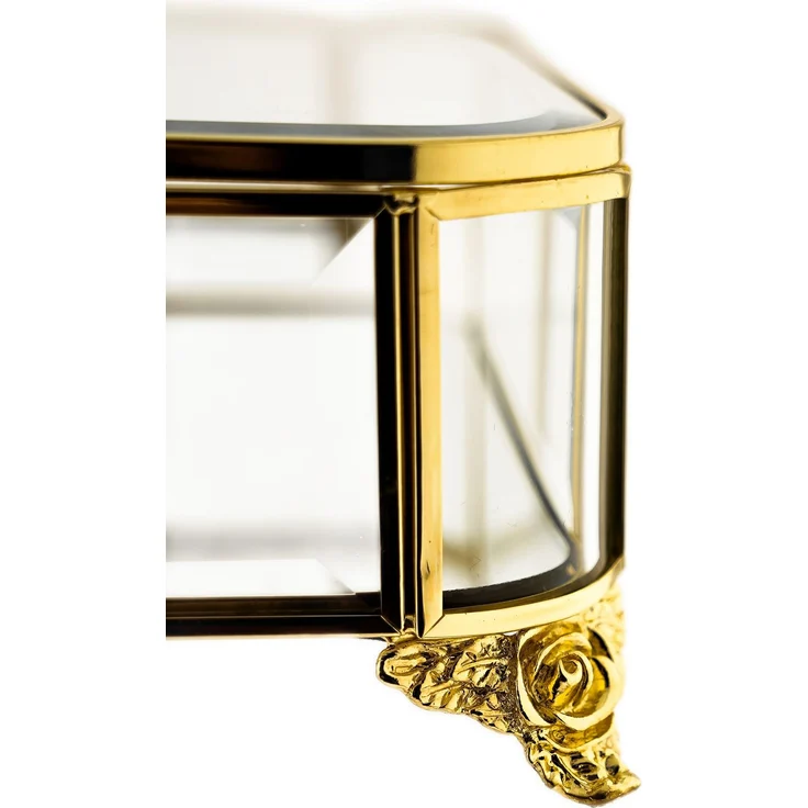Schmuck- und Dekobox mit Deckel & Spiegelboden, 20 x 30 x 8 cm - Gold – Bild 6