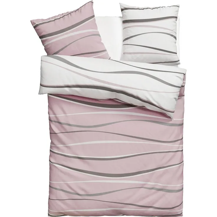OTTO home Wendebettwäsche Alvara, Linon, 2 teilig, in Gr. 135x200 oder 155x220 cm, 100% Baumwolle, grafisches Motiv