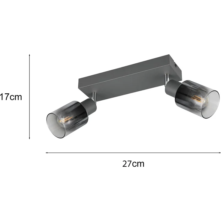 Reality Deckenstrahler 2er Spot Cadiz E14 schwarz Metall Glas – Bild 3