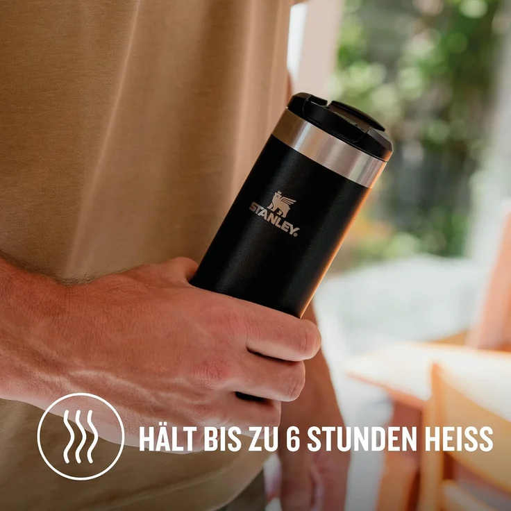 Stanley Aerolight Transit Thermobecher 0.47L - Hält 6 Stunden Heiß - Spülmaschinenfest - Kaffeebecher To Go Auslaufsicher - Kompatibel mit gängigen PKW-Getränkehalterungen - Thermosflasche - Black – Bild 3