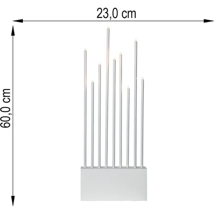 LED Kerzenständer BUZZ, Holz, Weiß, lackiert, 9-flammig, H 60 cm – Bild 5