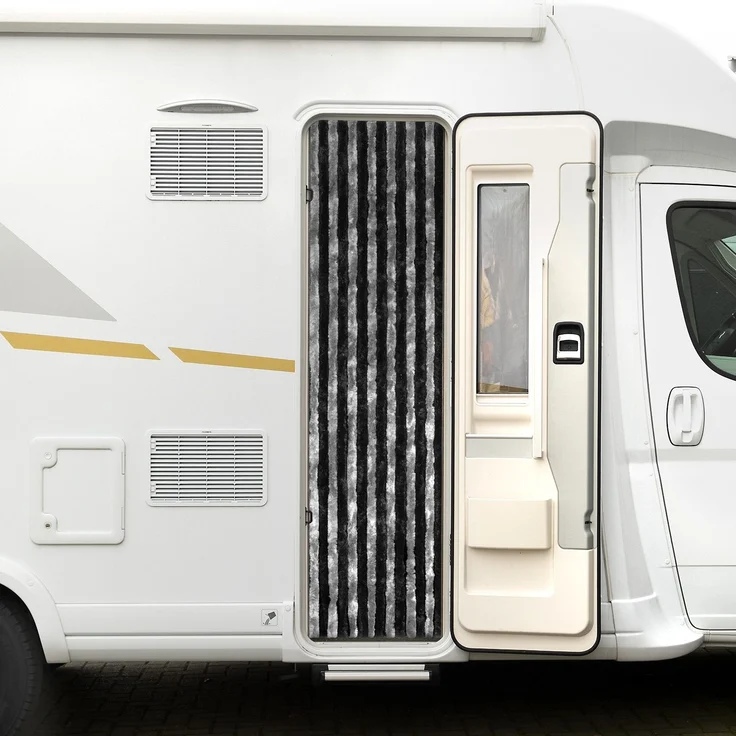 Moritz Flauschvorhang aus Chenille 56 x 185 cm schwarz grau Türvorhang als Fliegenschutz Insektenschutz für Camping Wohnwagen – Bild 5