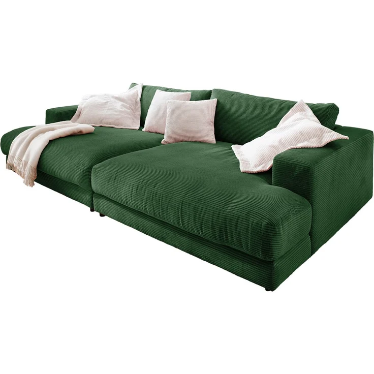 KAWOLA Big Sofa MADELINE Cord smaragd 85 x 170 x 290 cm – Bild 3