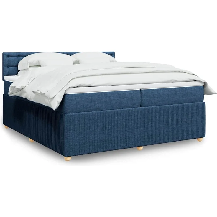 vidaXL Boxspringbett mit Matratze Blau 200x200 cm Stoff 3287583 – Bild 1