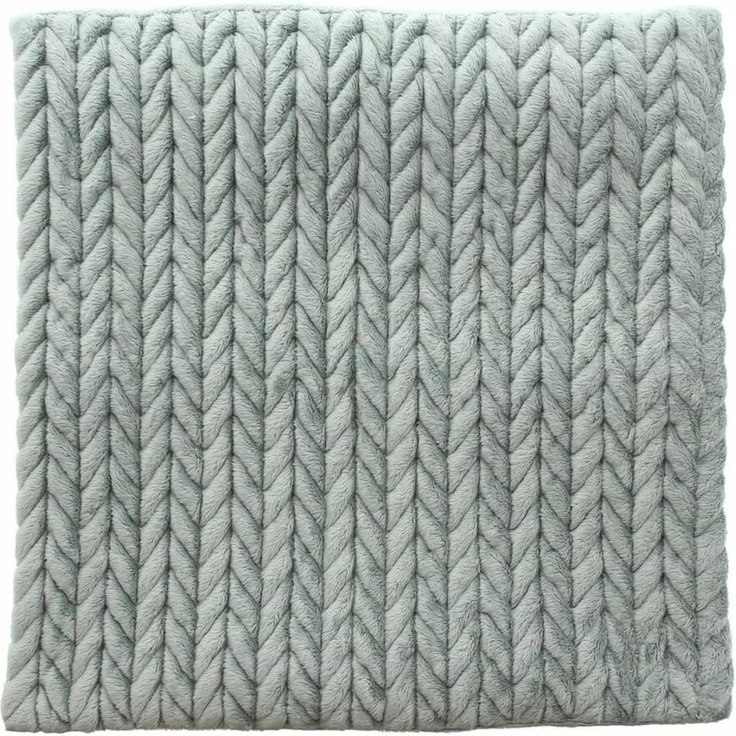 Kissenhülle "Zopfmuster" in grau, 45x45 cm, samtig weich, Kissenbezug mit Strickmuster, Zierkissenbezug – Bild 2