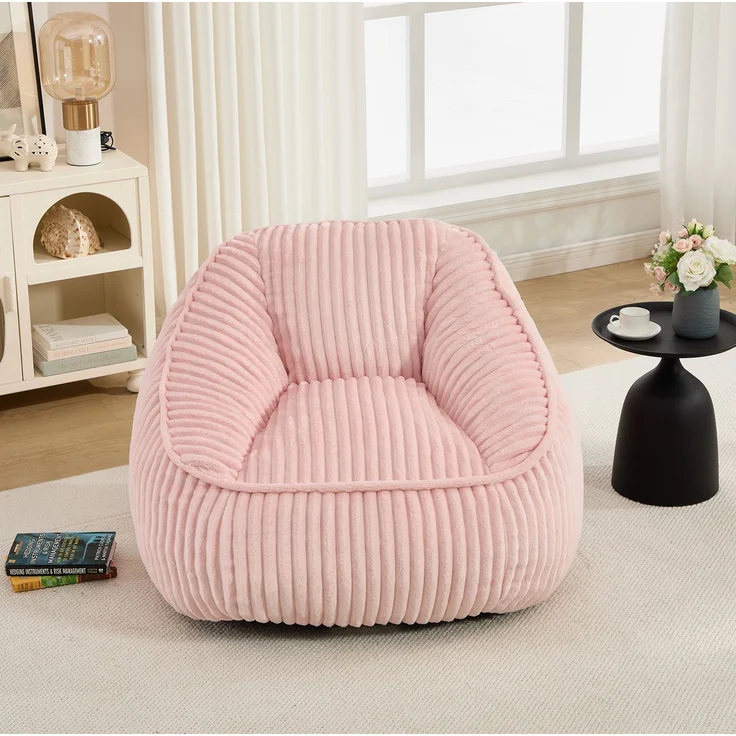 Sitzsack aus Cord mit weicher Schaumstofffüllung, 98x92x73 cm, Rosa – Bild 2