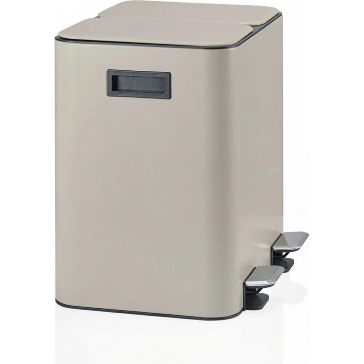 hjh OFFICE Mülleimer Mülleimer Clean 10 Eisen, Pulverbeschichtet, Mülltrennsystem Küche mit 2 Fächern, Abfalleimer 30 Liter (2 x 15L) – Bild 3