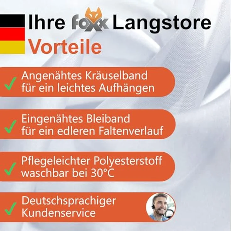 Foxx Vorhang mit Kräuselband für Schienen, transparente Moderne XXL Gardinen, Schiebegardinen Langstore Voile mit eingenähtem Bleiband – Bild 6