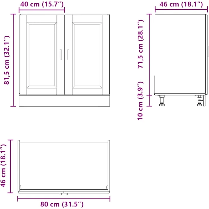 vidaXL Spülenunterschrank Porto Räuchereiche 80x46x81,5 cm 853932 – Bild 10