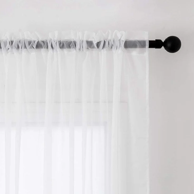MIULEE Vorhänge Gardinen, Stangendurchzug Weiß, 2er Set 175x140cm aus Voile | Transparente Gardine aus Voile, Luftig Leicht, Einfarbig Dekoschal für Wohnzimmer & Schlafzimmer