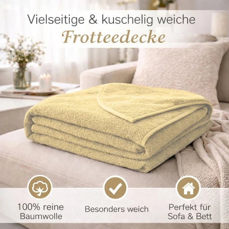 Wohndecke Frotteedecke, KiGATEX, 100% Baumwolle, 150 x 200 cm – Bild 4