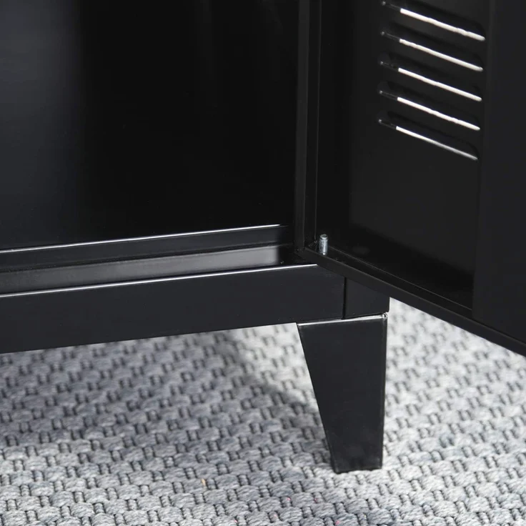 FurnitureR Metall-Aktenschrank mit Spind, Aufbewahrungsschrank, Bodenschrank, Metallaufbewahrung, Organizer, für Wohnzimmer, Badezimmer, Büro, schwarz, 138 x 38 x 38 cm – Bild 7