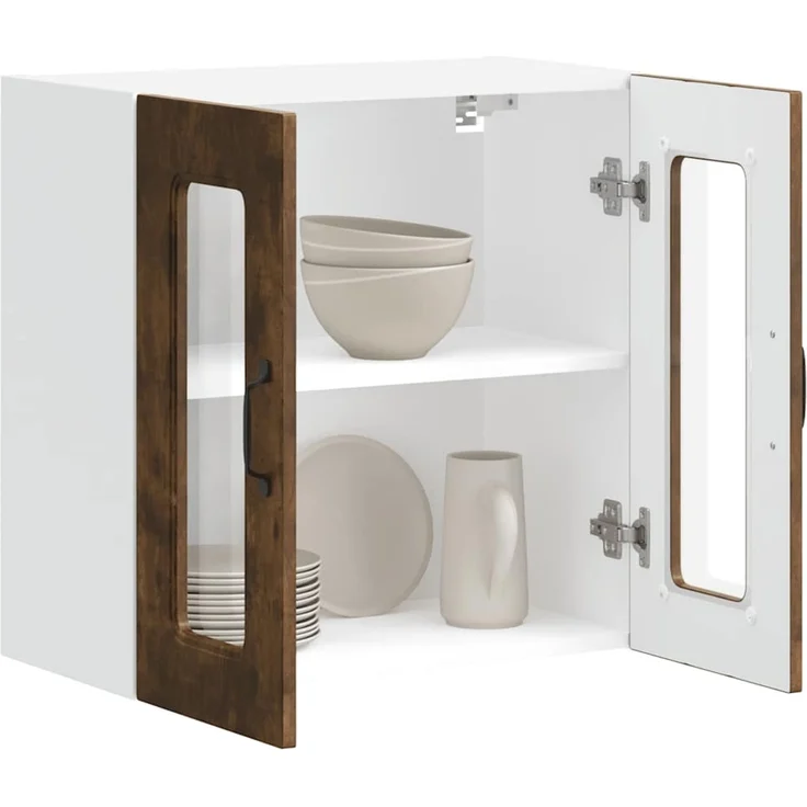 vidaXL Küchen-Hängeschrank mit Glastür Kalmar Räuchereiche Holzwerkstoff 853672 – Bild 5