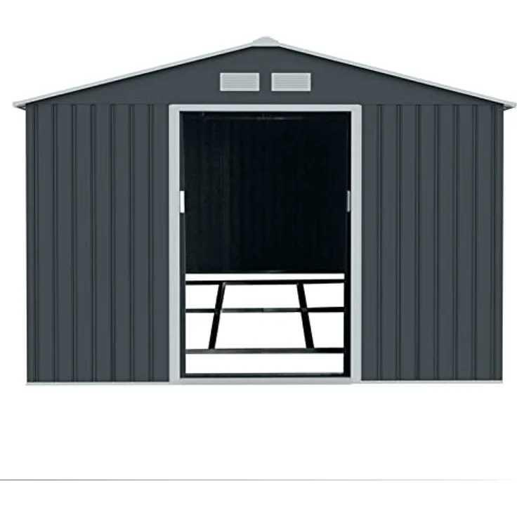 Hattoro XXXL Gerätehaus mit Schiebetüren und Satteldach, Metall anthrazit, 277 x 319 x 192 cm (BxTxH), 15 m³ – Bild 7