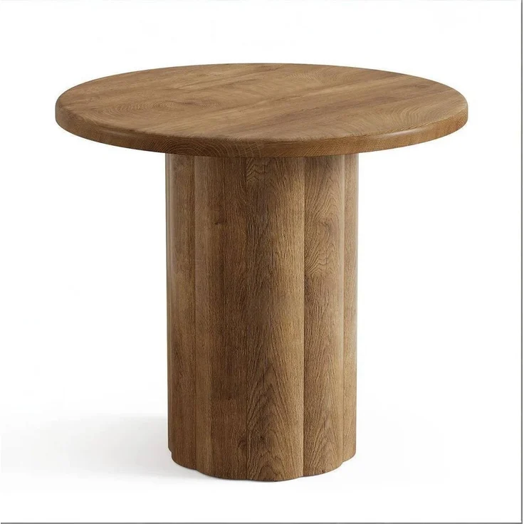 Runder Konferenztisch aus MDF, 80x80x75,5 cm, 3 cm Tischplatte, Braun – Bild 5