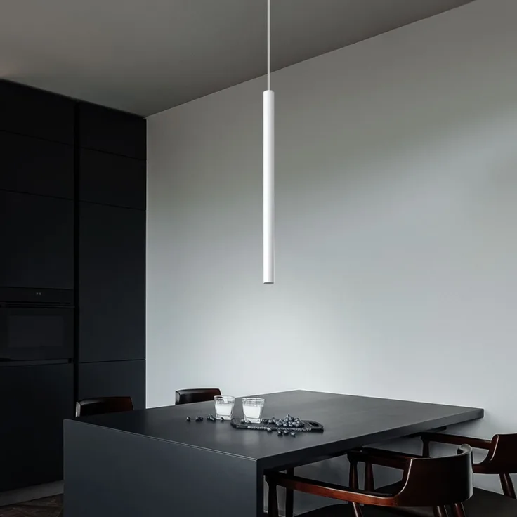 Pendelleuchte, Weiß, Stahl, H 100 cm