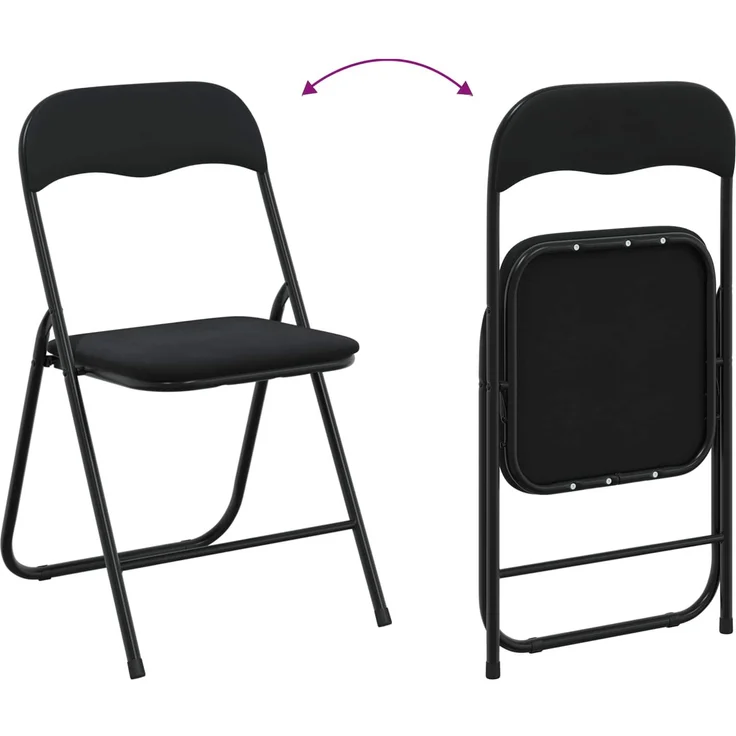 vidaXL Klappstuhl 2 pcs Schwarz 48 x 44 x 78 cm Samt 42029068 – Bild 11
