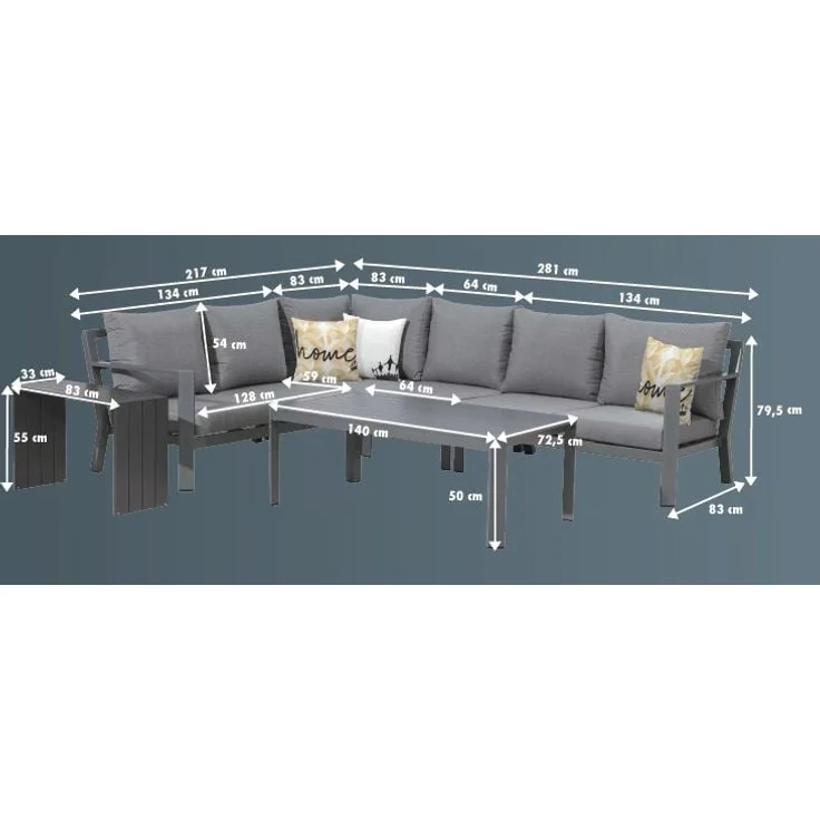 Primaster Lounge Set Elbasan Alu Garten Gartenlounge Essgruppe Sitzgruppe XXL – Bild 8