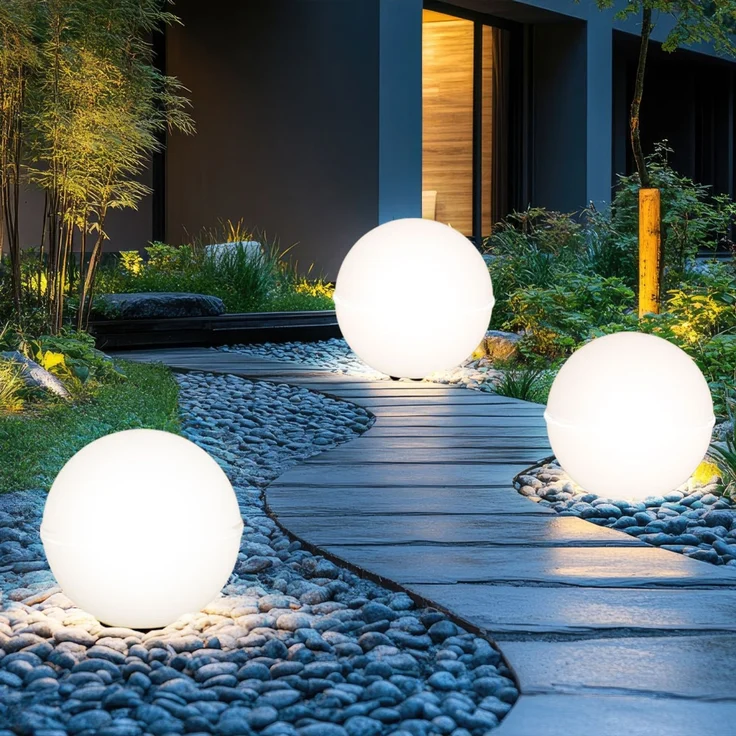 3er Set LED Kugelleuchten, schwarz, weiß, D 20 cm, 30 cm, 40 cm – Bild 2