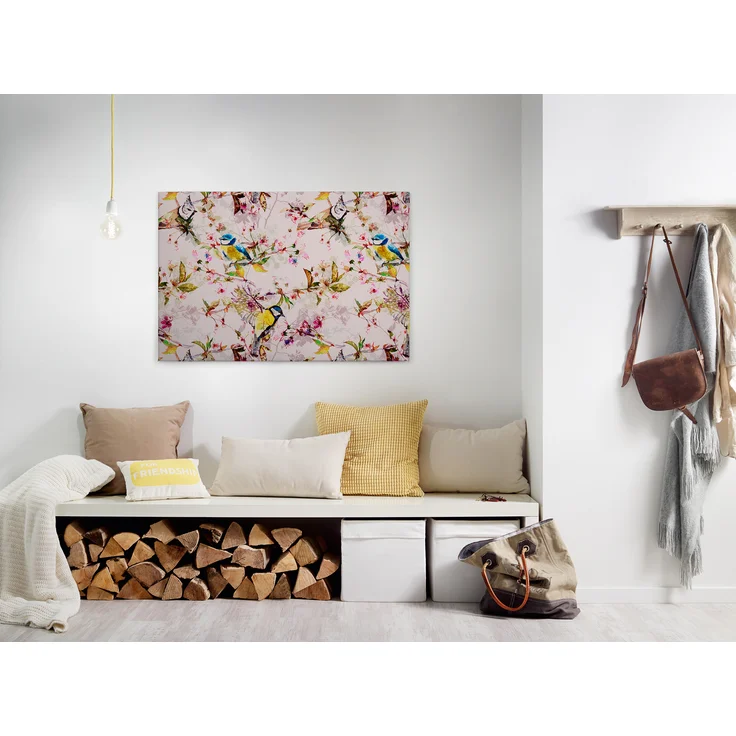 Leinwandbild Vögel Rosa Gelb Grün 90x60 DD120351 Keilrahmen Wandbild Leinwand – Bild 7