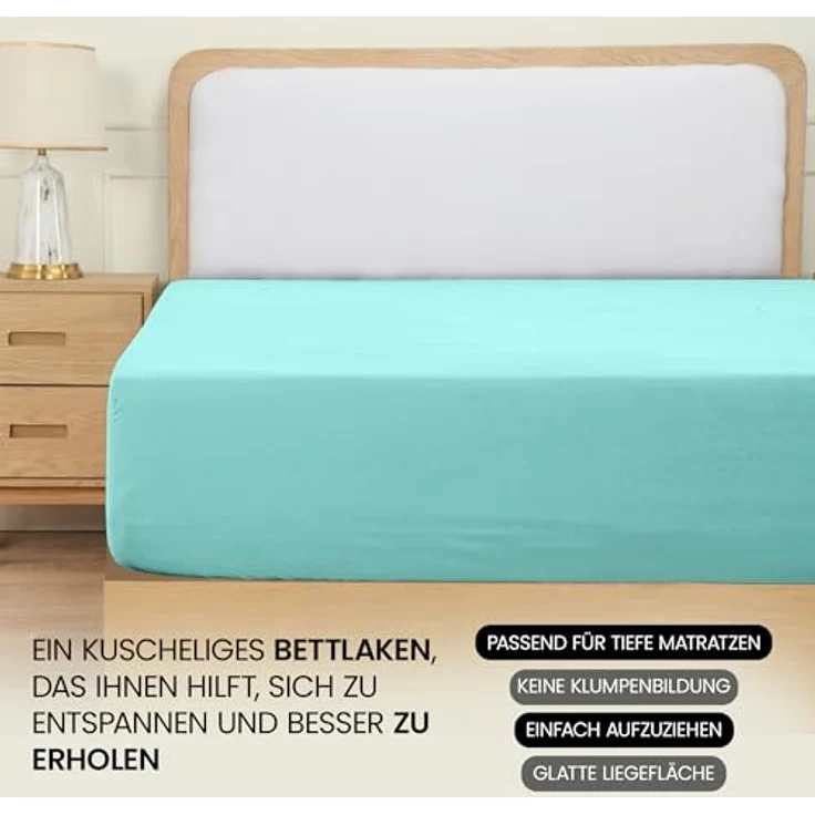 Utopia Bedding - Spannbettlaken 140x200 cm - Spa Blau - Oeko-Tex Zertifiziertes Gebürstete Mikrofaser Spannbetttuch - 35 cm Tiefe Tasche – Bild 7