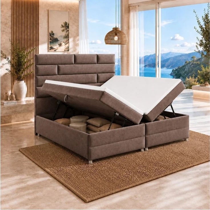 Best for Home Boxspringbett mit Stauraum Doppelbett Trinity K-5 Topper 7-Zonen Komfort – modern (Komplett-Set, 1-St, 140x200 160x200 180x200 200x200 cm), Handwerksqualität, TOP Preis-Leistungs-Verhältnis – Bild 2