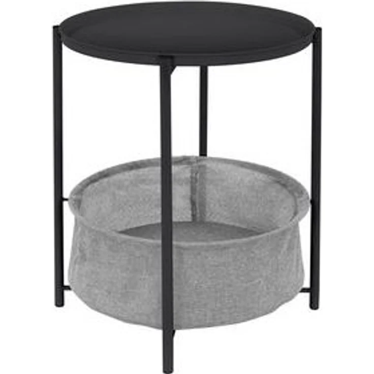ML-DESIGN Beistelltisch Couchtisch aus Metall mit Stoffkorb als Stauraum & abnehmbarer Tablett, Sofatisch Wohnzimmertisch Nachttisch Tisch Couchtisch Anthrazit – Bild 6