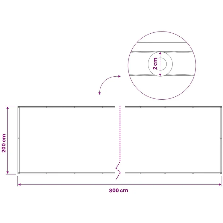 vidaXL Balkon Sichtschutz 200 x 800 cm Stoff mit PU-Beschichtung Braun 42036708 – Bild 7