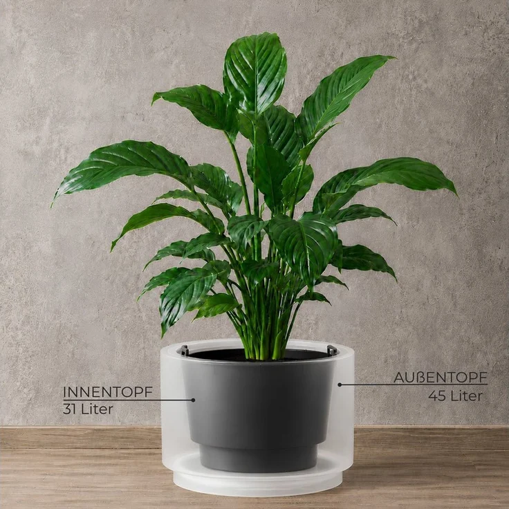 matches21 HOME & HOBBY Blumentopf Großer außen Blumentopf NIVO rund 47 x 44 cm weiß (2 St), Moderner Pflanztopf Outdoor Pflanzkübel wetterfest – Bild 3