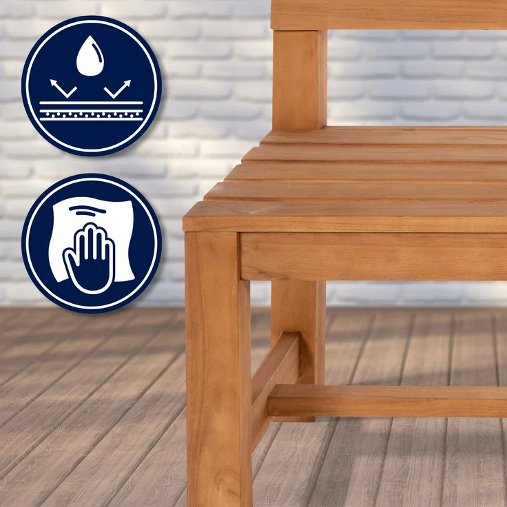 Gartenbank Teakbank CUGAD - Holz Teak 200x50x85 cm | Holzbank 200 Cm Gartenbank Sitzbank Mit Lehne Wetterfest Bank Garten Terrasse – Bild 2