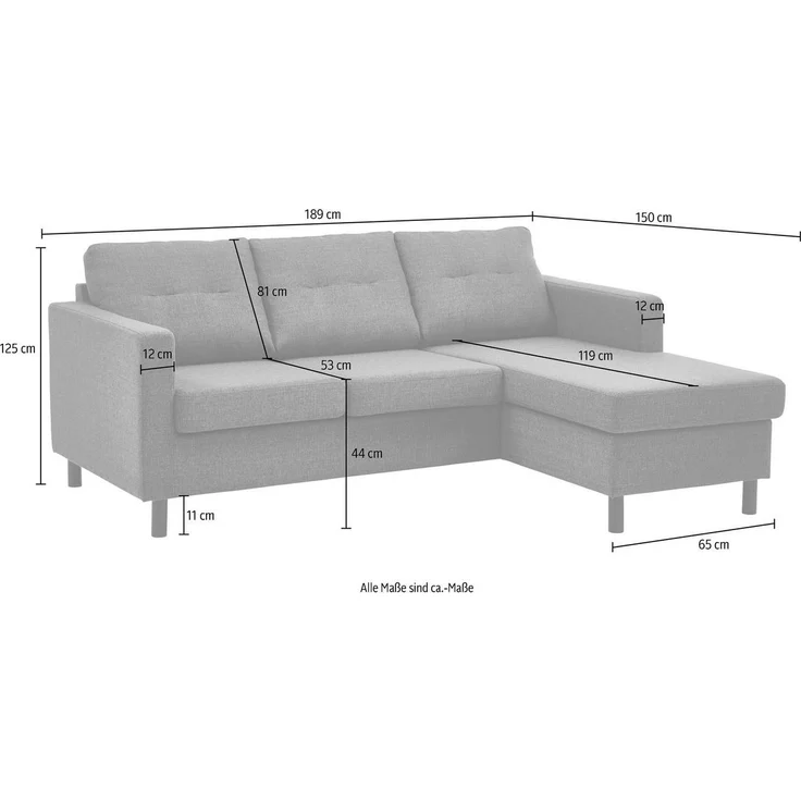ATLANTIC home collection Ecksofa Tea L-Form, Ecksofa, frei im Raum stellbar und Recamiere beidseitig montierbar – Bild 2