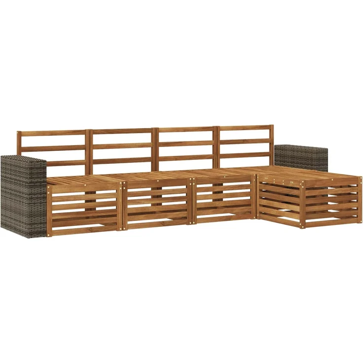 vidaXL Outdoor-Sofagarnitur 5 stk. 5-Sitzer Natur Massivholz Akazie 3384245 – Bild 2