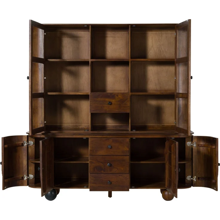 Buffet Mango 204 x 50 x 210 dunkelbraun lackiert / Marmor schwarz FLORENZ #225 – Bild 2