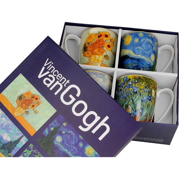 DUO ART GALLERY 4er-Set klassische Becher 360 ml inspired by VAN GOGH aus New Bone China Porzellan – Bild 3